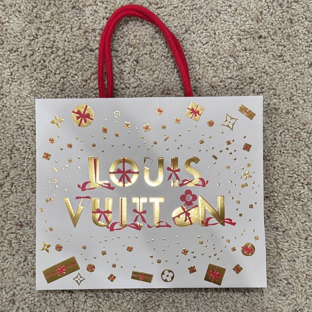 Louis Vuitton Red and Gold Holiday shopping bag